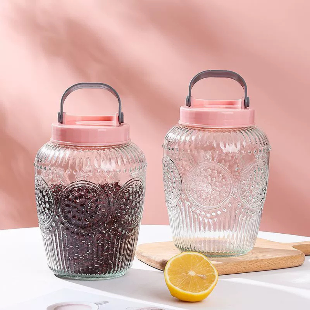 Homero Multi-Use Glass Jar with Handle and Airtight Lid Set of 3