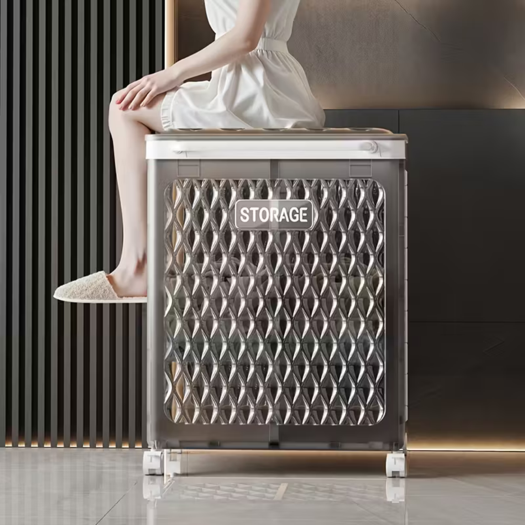 HOMERO 2-Compartment Laundry Hamper Rolling Basket with Lid