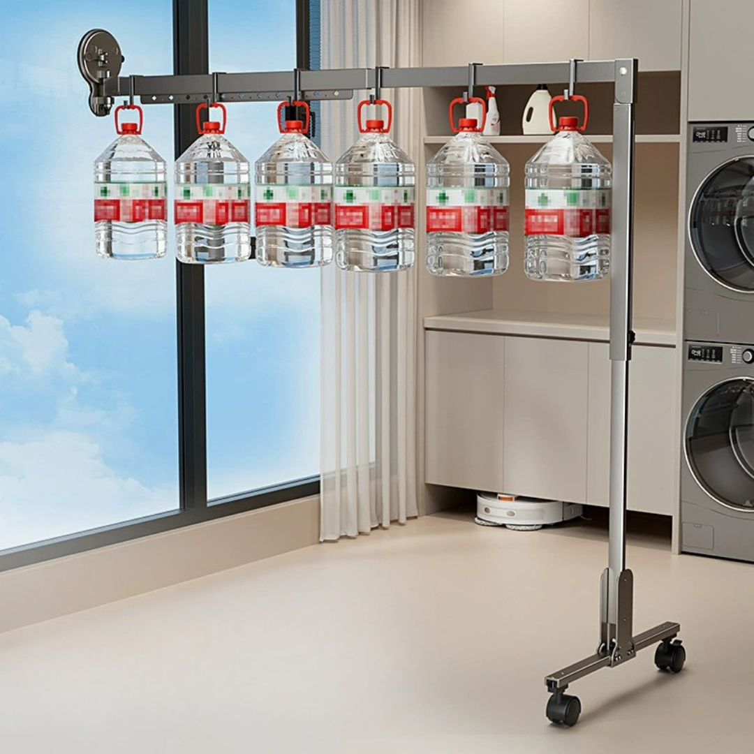 Homero Foldable Clothes Hanger Double Suction Cup Telescopic Drying Rod