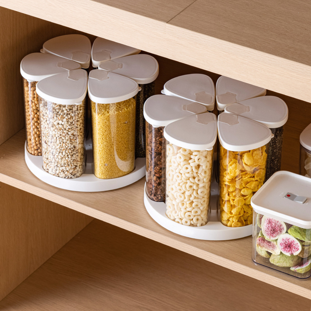 Homero 360 Degree Transparent Grain Storage Container with Rotating Base - 670ml Capacity