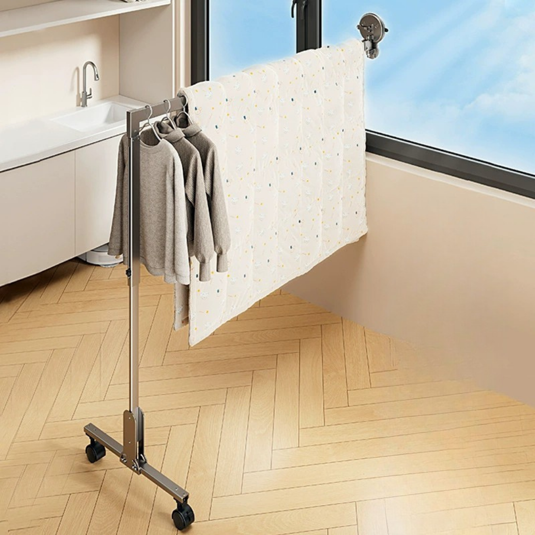 Homero Foldable Clothes Hanger Double Suction Cup Telescopic Drying Rod