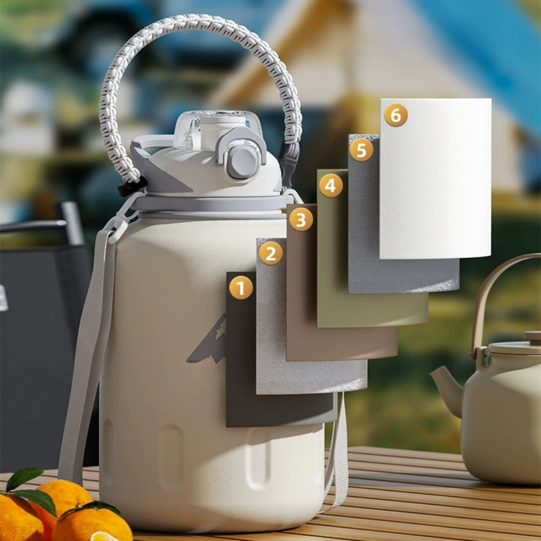 HOMERO Elegant White Dual Drinking Vacuum Insulated Thermos Bottle - 1500ML