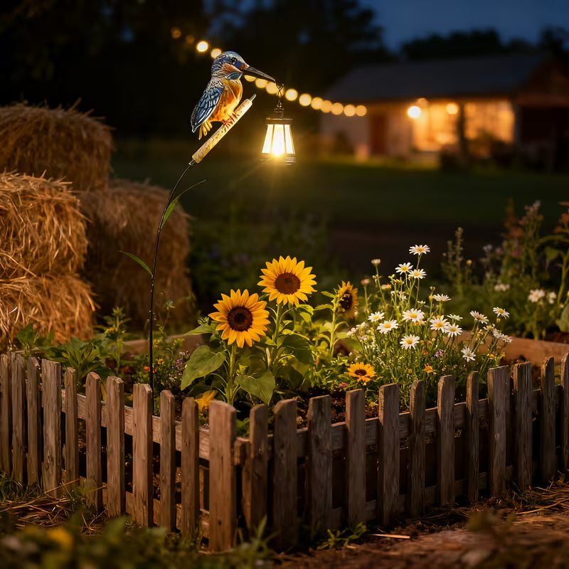 Decorative Outdoor Solar Kingfisher Garden Lantern