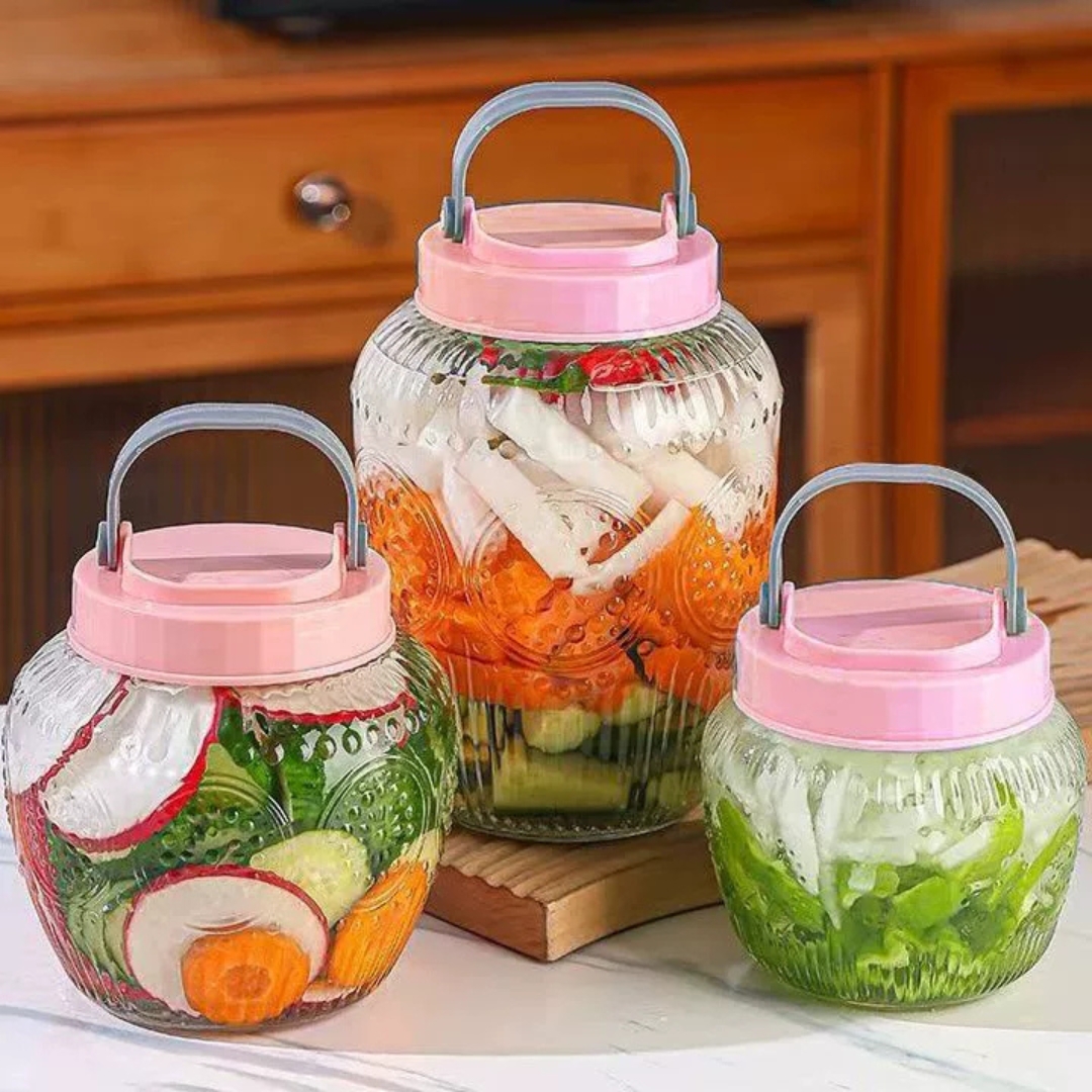 Homero Multi-Use Glass Jar with Handle and Airtight Lid Set of 3