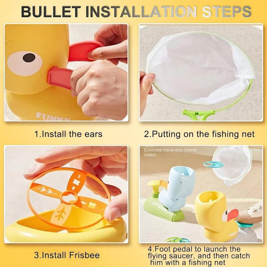 Homero Flying Disc Launcher Interactive Play Toy Duck Set