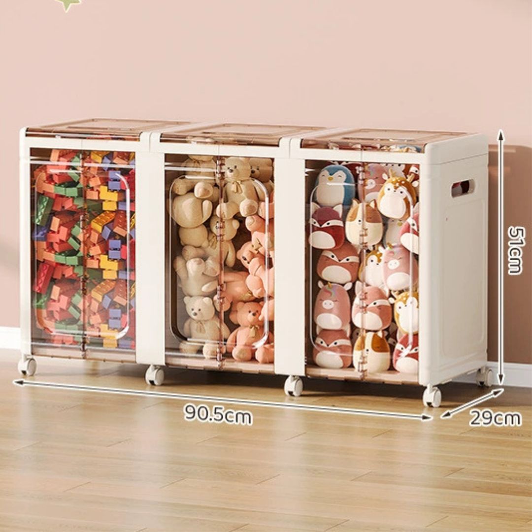 HOMERO Multi-Purpose Foldable Transparent Storage Box with Wheels