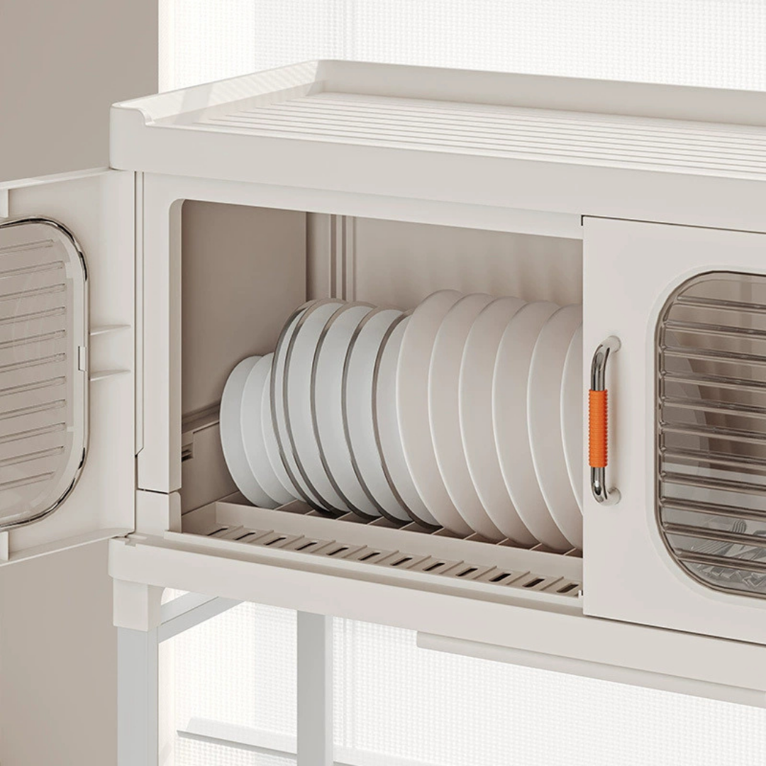 HOMERO Modern Kitchen Dish Drying Storage Shelf with Doors