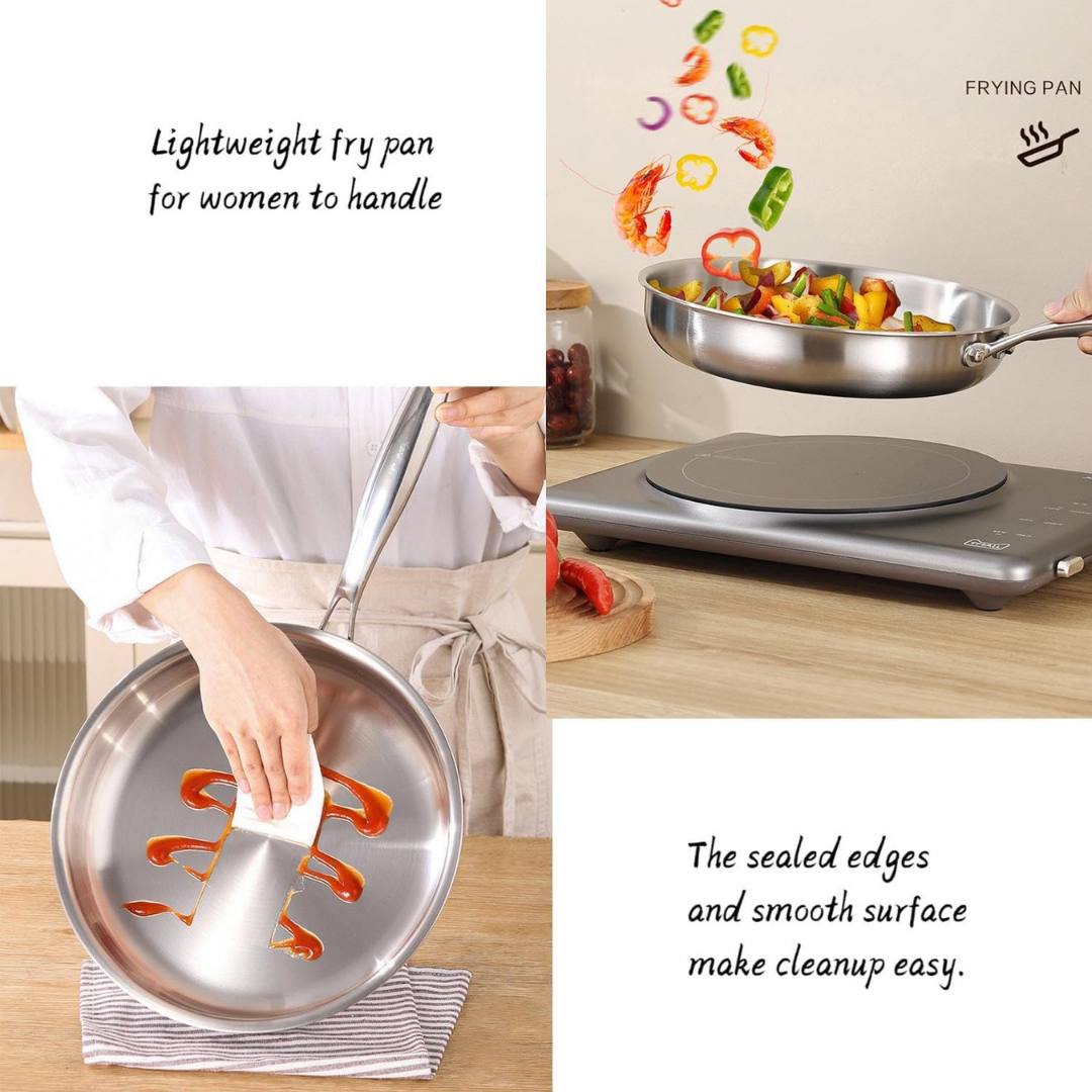 HOMERO Premium Multi-Purpose Stainless Steel Frying Pan - 26CM