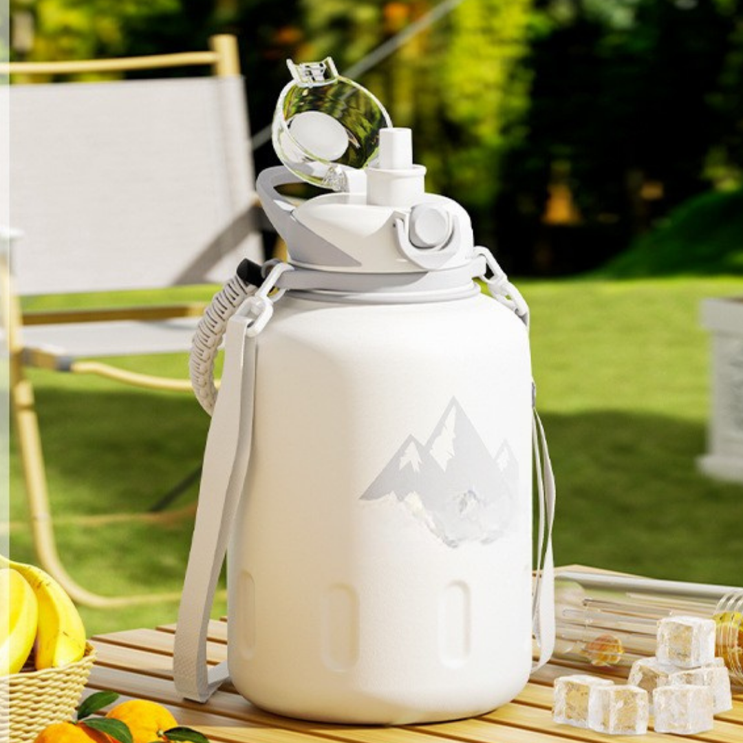 HOMERO Elegant White Dual Drinking Vacuum Insulated Thermos Bottle - 1500ML