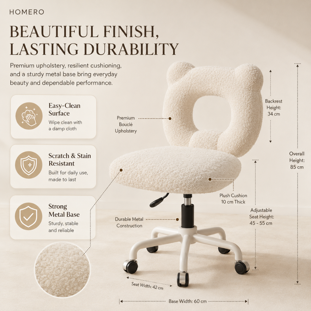 Premium 360° Swivel Upholstered Chair with Adjustable Height & Soft Cushioned