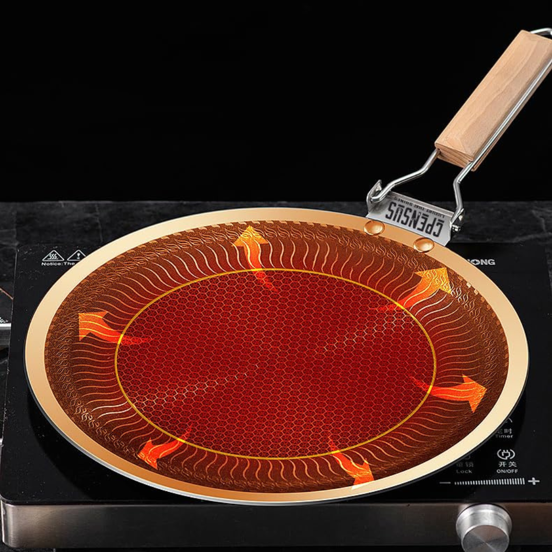 Premium Stainless Steel Honeycomb Finish Foldable Handle Tawa