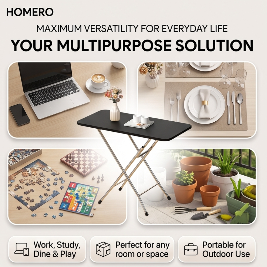 Multipurpose Space Saving Foldable Metal Frame Utility Table