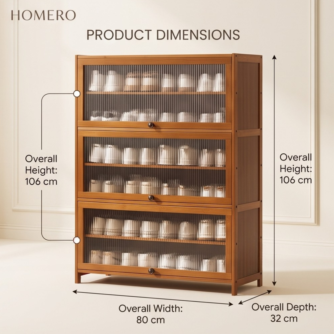 Multi-Tier Bamboo Shoe Rack with Transparent Flap Door