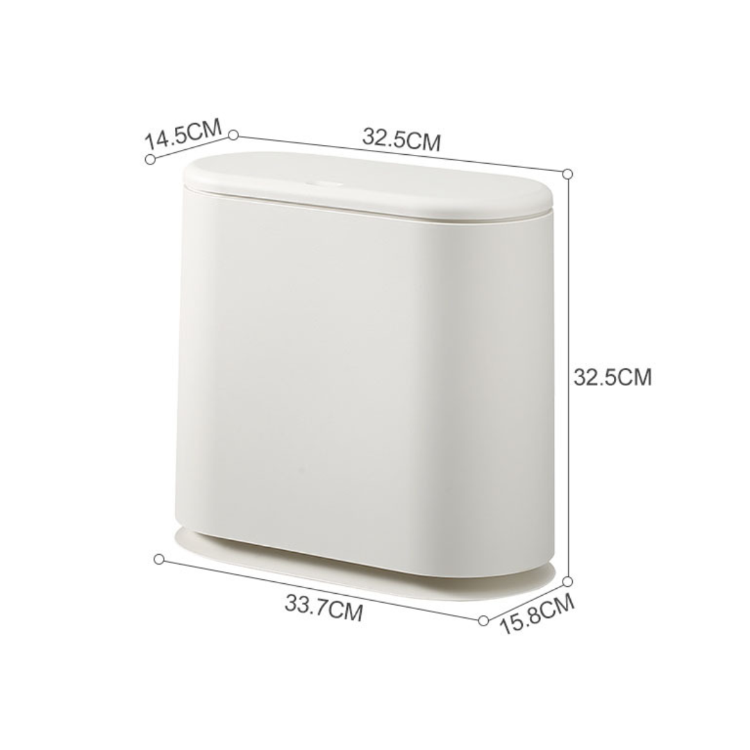 Quick Press Odor Guard Narrow Trash Can With (15L)