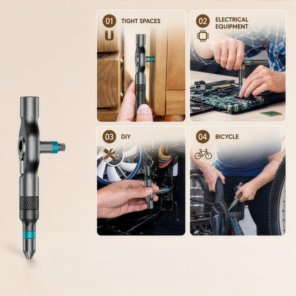 24 In 1 Magnetic T Shape Ratchet Screwdriver Set with S2 Steel Bits