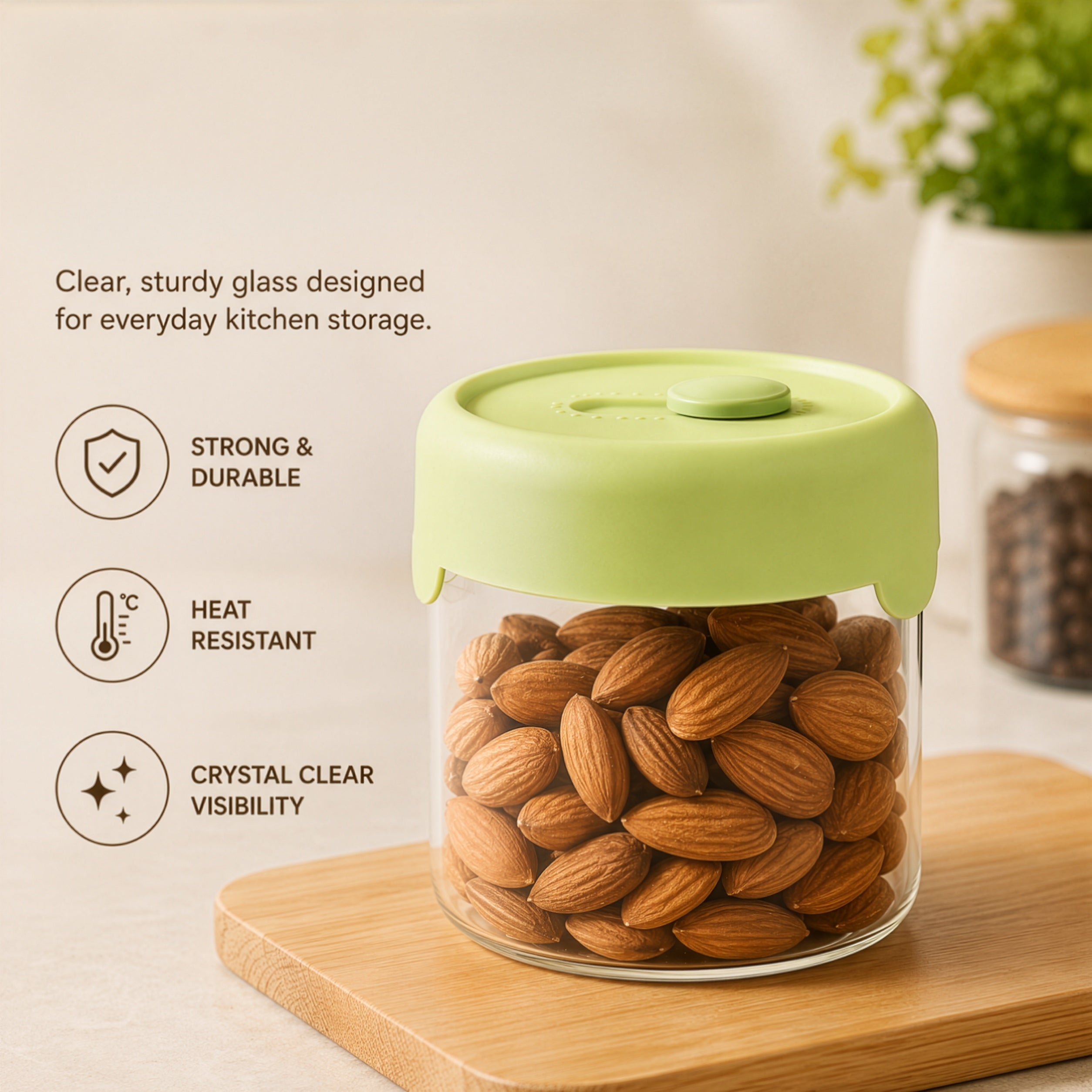 Homero Durable Borosilicate Glass Storage Cup for Home and Kitchen Use