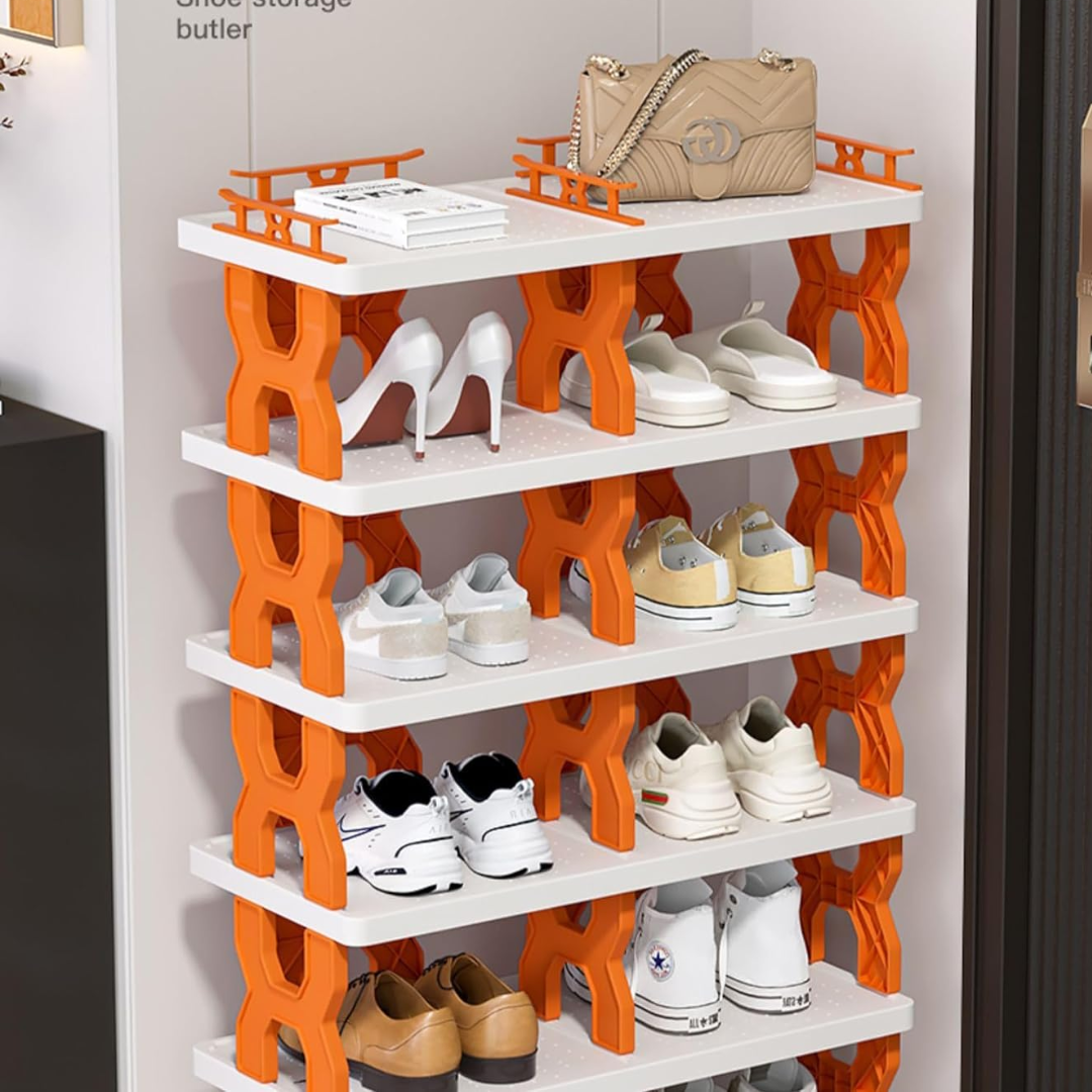 Movable Multi-Layer Double Row Shoe Rack