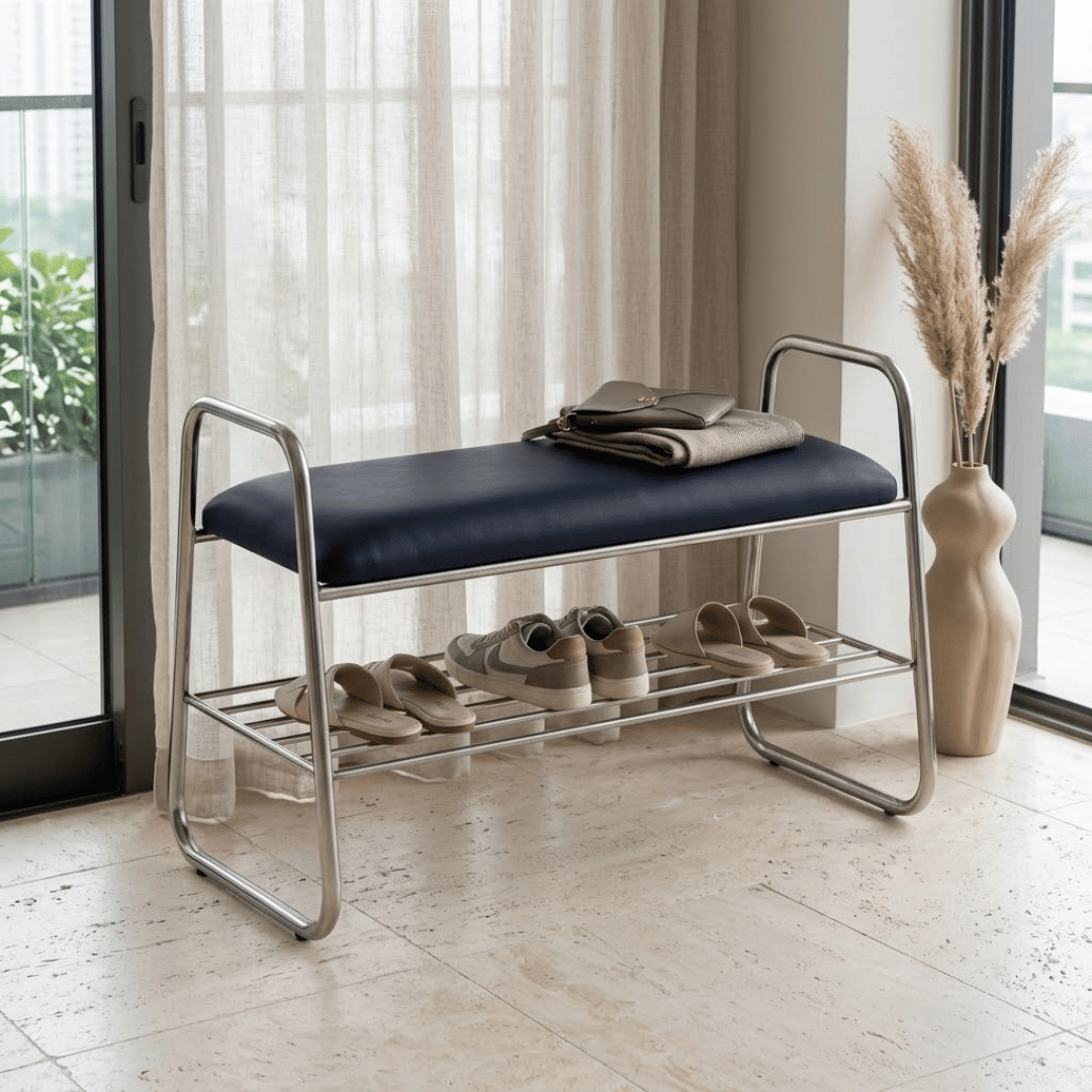 Premium Metal Shoe Rack Bench with Comfortable Cushioned Seat
