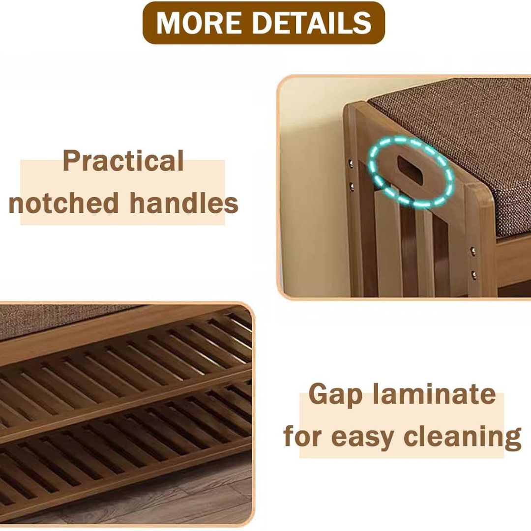 Multi-Purpose Bamboo Shoe Rack & Changing Bench with Cushioned Seat