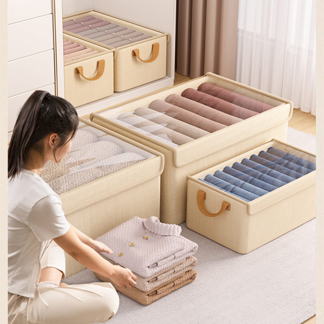 Clear View Foldable Wardrobe Storage Organizer