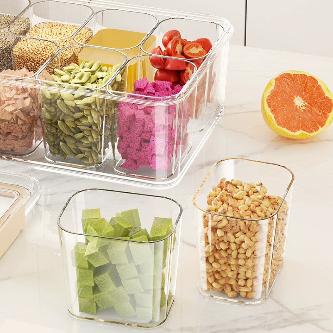 Clear Divided Multipurpose Airtight and Leakproof Storage Box With Handle