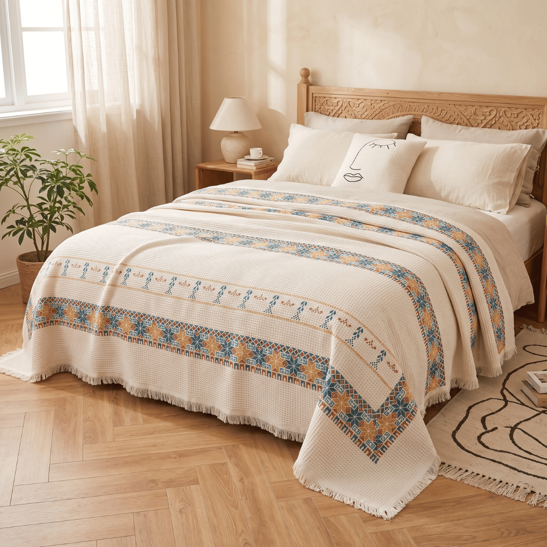 Premium Multipurpose Chenille Sofa Cover with Decorative Tassels