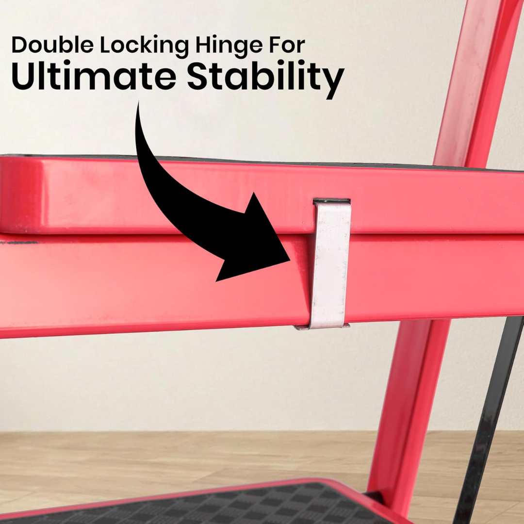 Heavy Duty Foldable Steel Step Ladder with Tool Tray and Safety Hand Grip