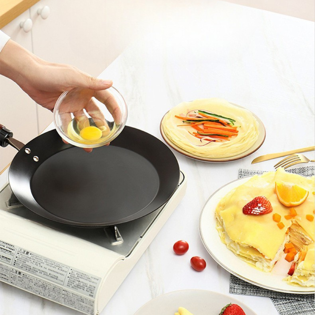 Homero High Purity Iron Multi-Purpose Pan Flat Open Design 26CM Diameter