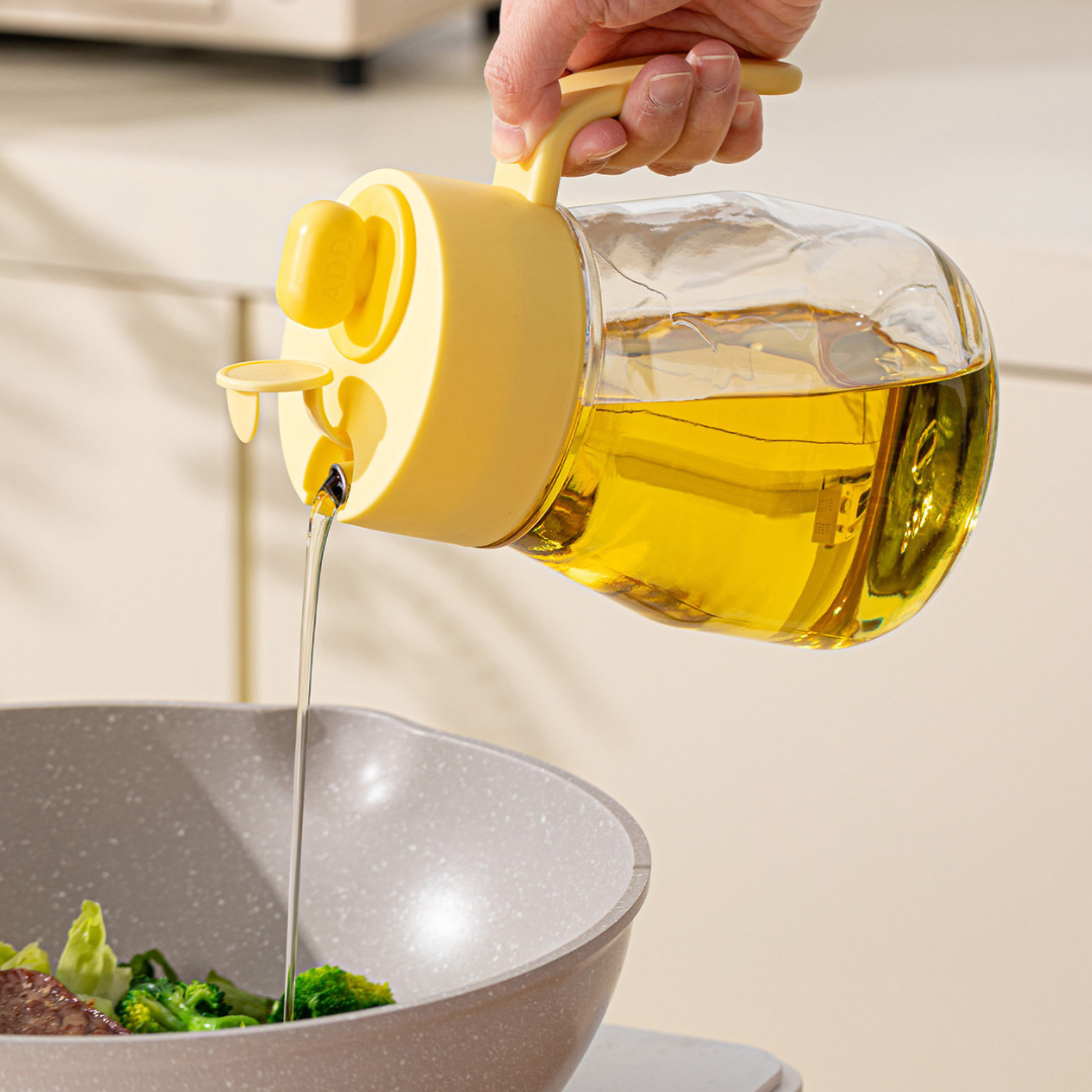 Automatic Flip Lid Glass Oil Dispenser Bottle - 900ml