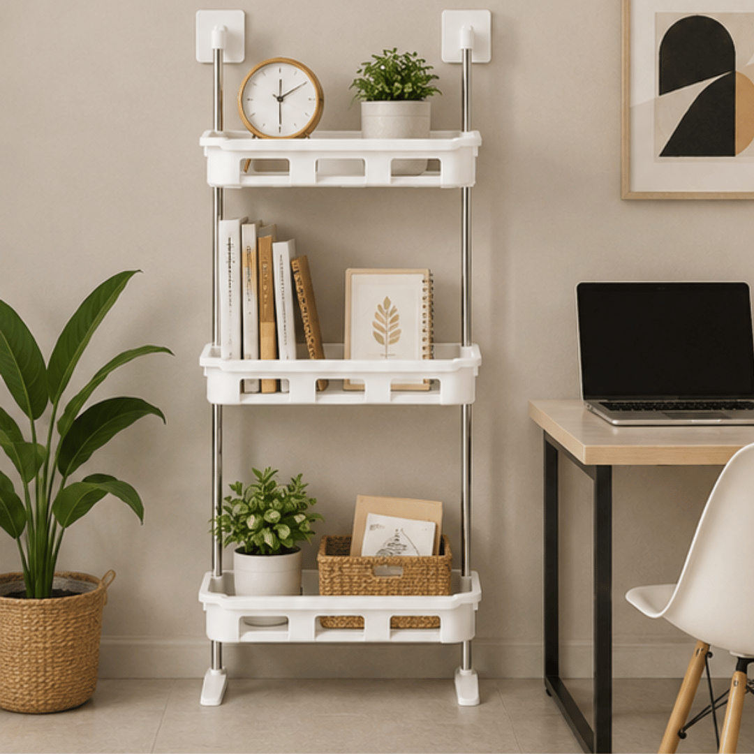 Multipurpose 3 Tier Storage Shelf with Hooks