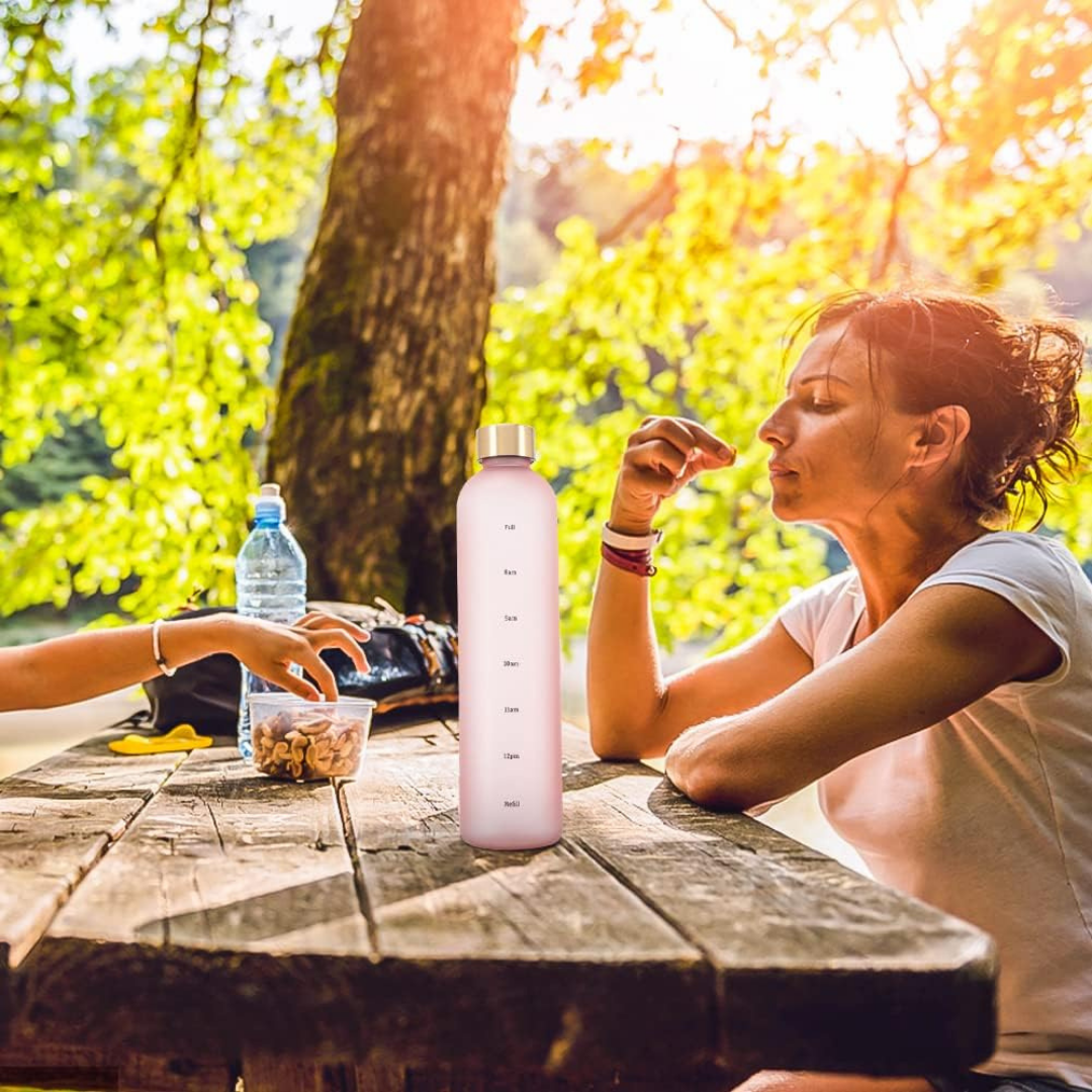 HOMERO Motivational Water Bottle with Time Marker Leakproof - 1000ml Capacity