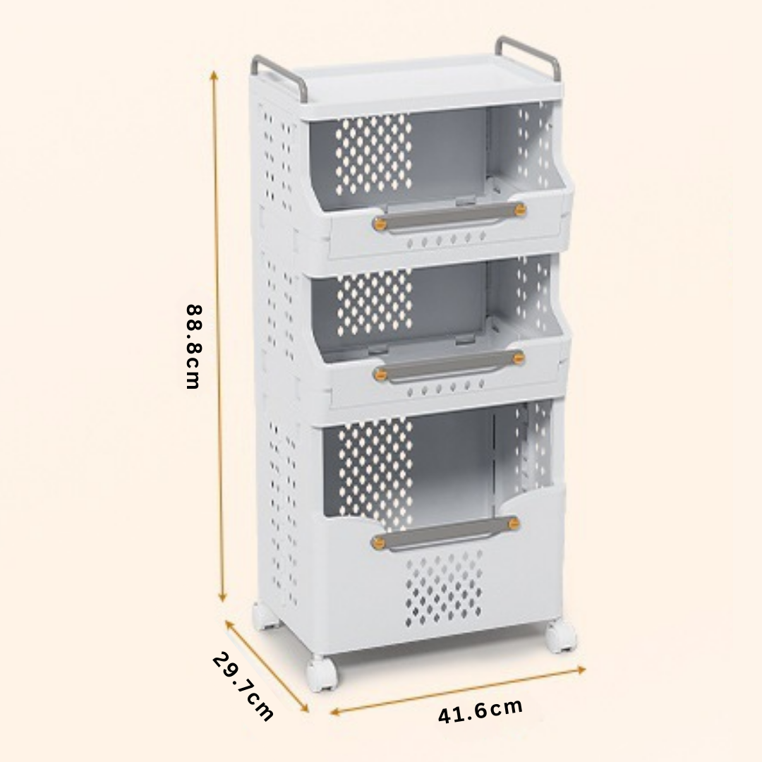 Homero 4 Layer Foldable Storage Cart with Wheels for Home & Kitchen