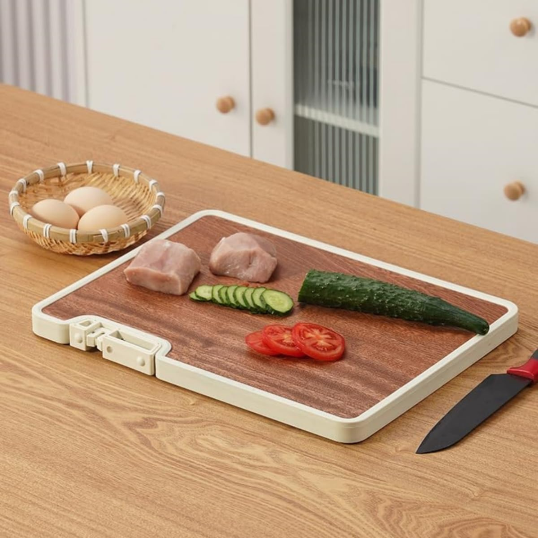 Double-Sided Chopping Board with Built-in Sharpener and Stand