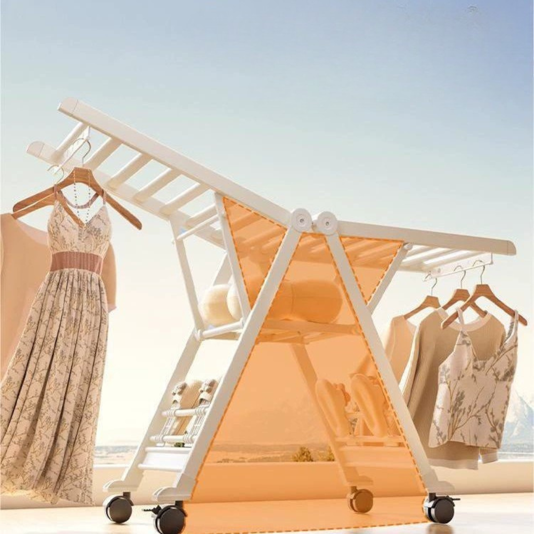 Foldable Heavy Duty Clothes Drying Rack with Wheels