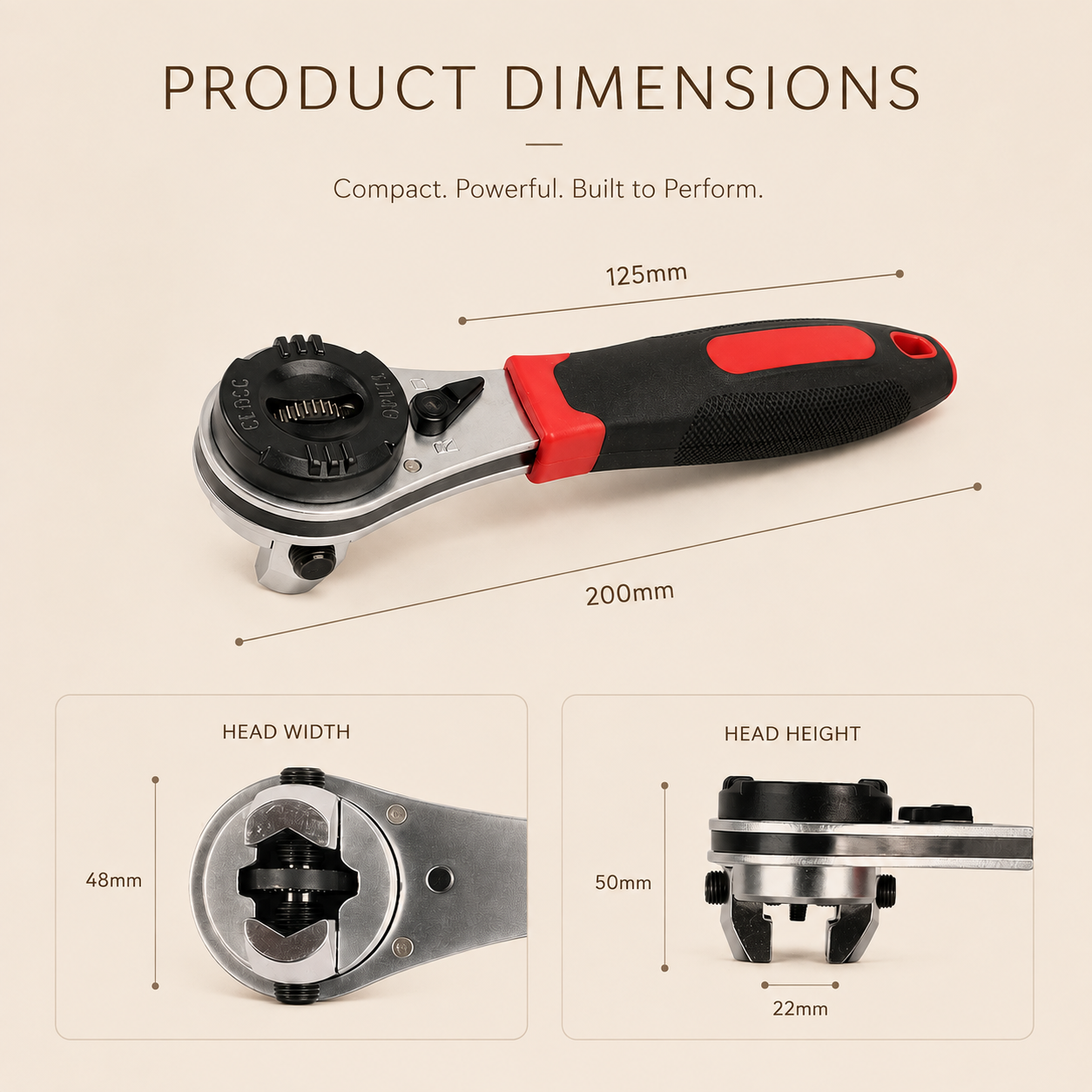 HOMERO All-in-One Adjustable Ratchet Wrench (6-22mm Size)