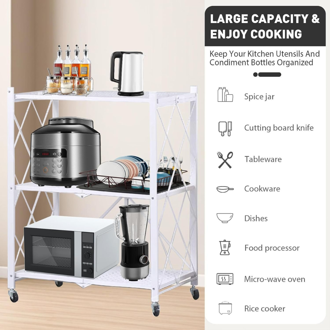 Multi-Use Heavy Duty Foldable Storage Shelf with Wheels