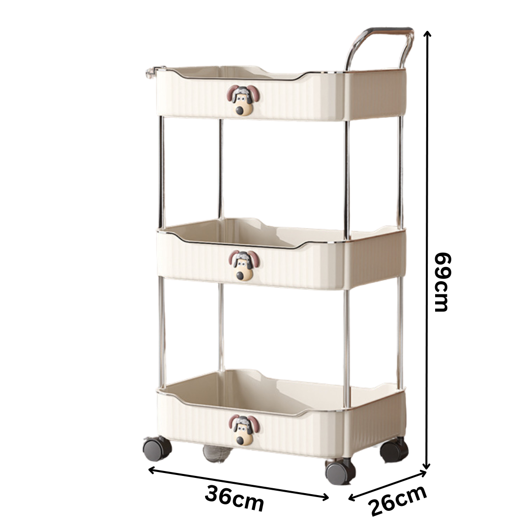 3 Layers Movable Storage Cart with Wheels