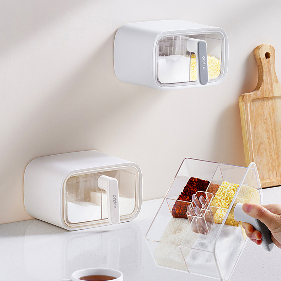 4 Compartment Premium Wall Mounted Spice Organizer Container - 250ml