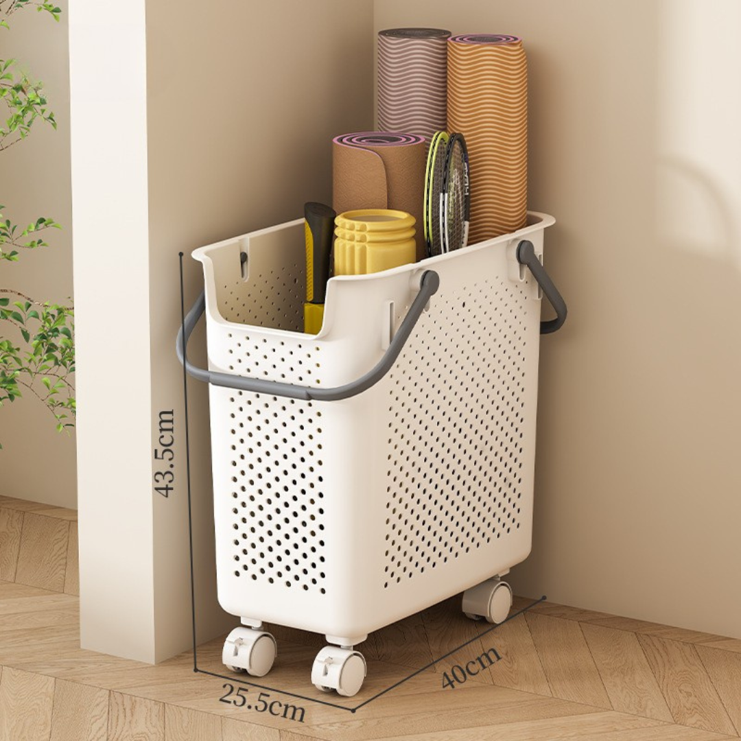 Elegant Rolling Basket with Handles and Wheels