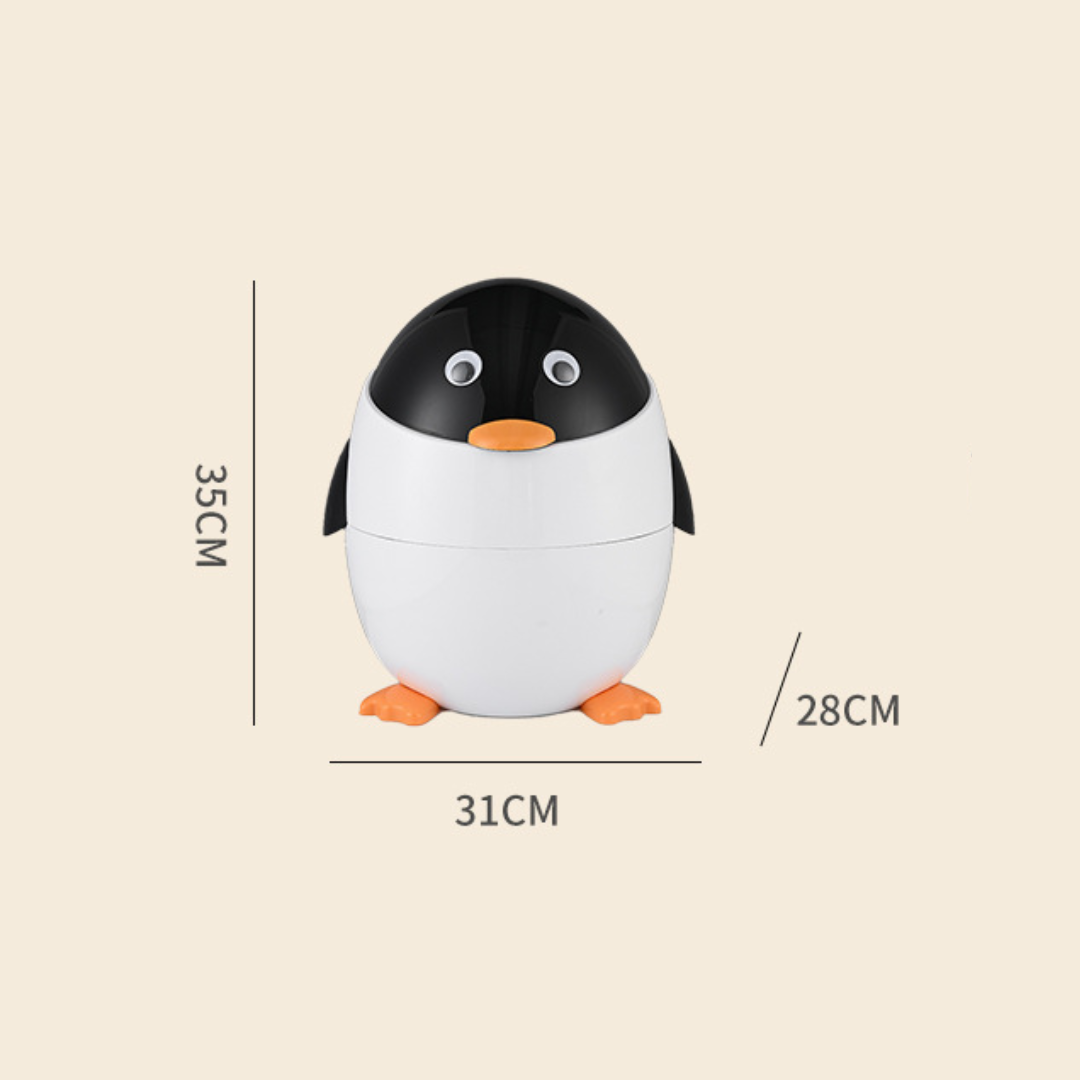 Homero Cute Cartoon Penguin Trash Can with Flip Lid
