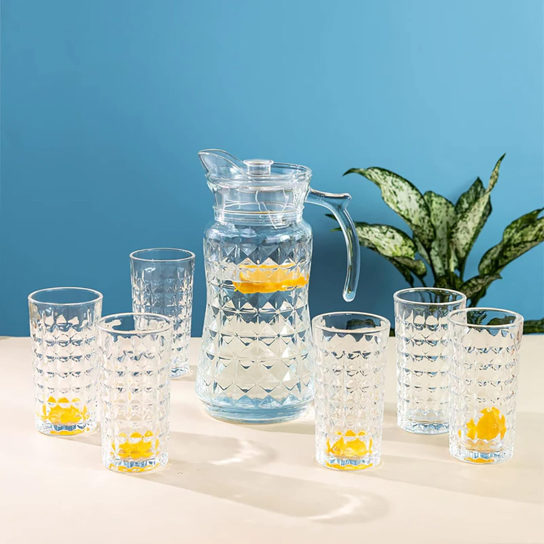 Elegance Embossed Glass Jug