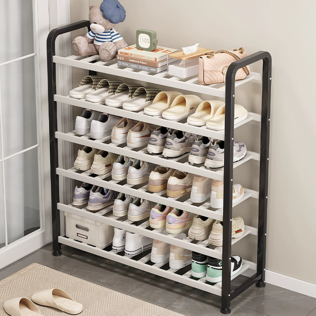 Premium Bamboo Shoe Rack with Carbon Steel Frame