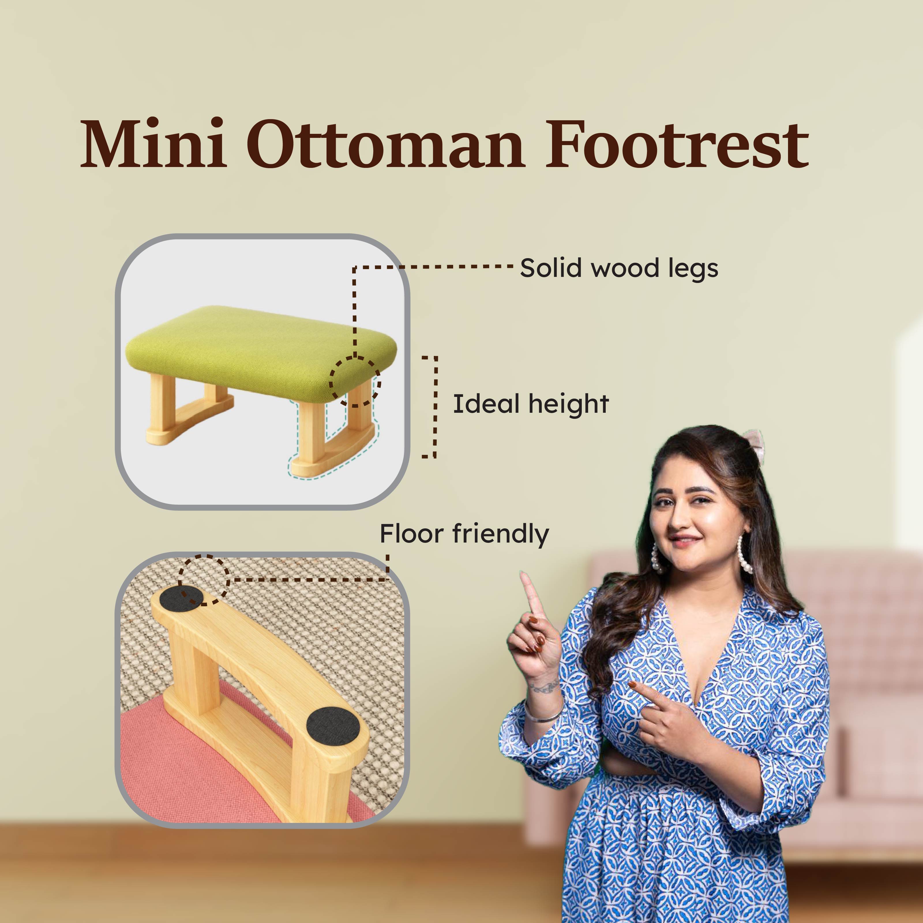 Rectangular Stool with Solid Wood Support Legs