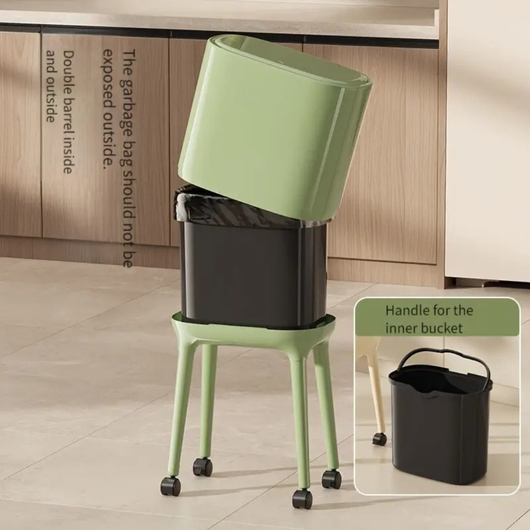 HOMERO Nordic Style High Foot Push Lid Trash Can - 16L