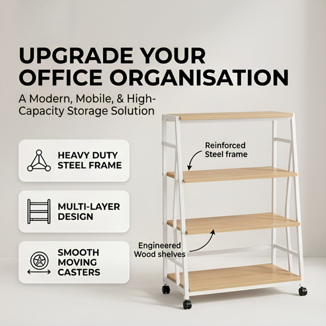 Multi-Purpose Wooden Storage Cabinet with 360° Universal Wheels