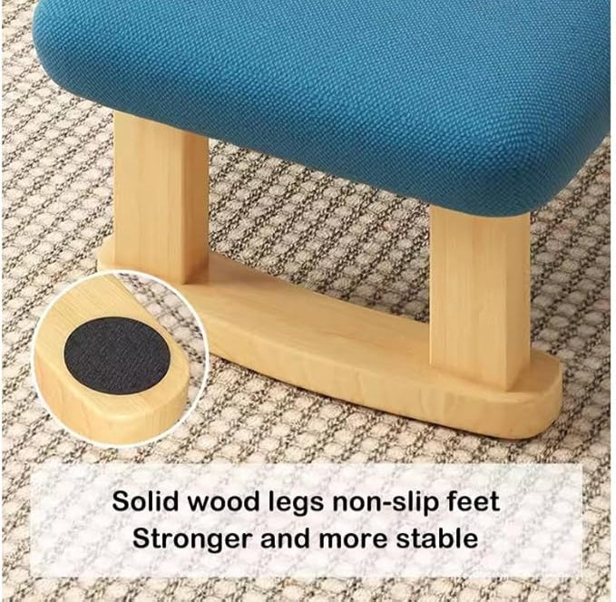 Rectangular Stool with Solid Wood Support Legs