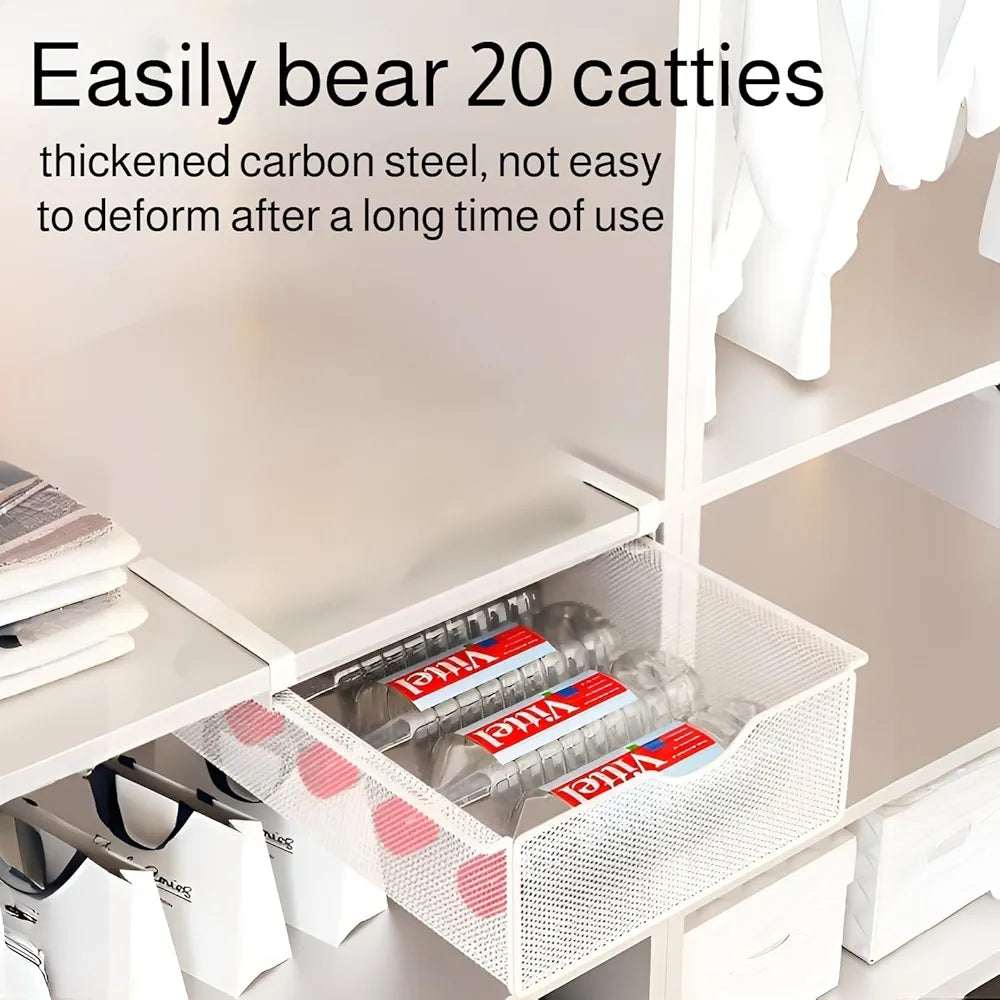 HOMERO Closet Pull Out Basket Smooth Sliding Drawer Organizer