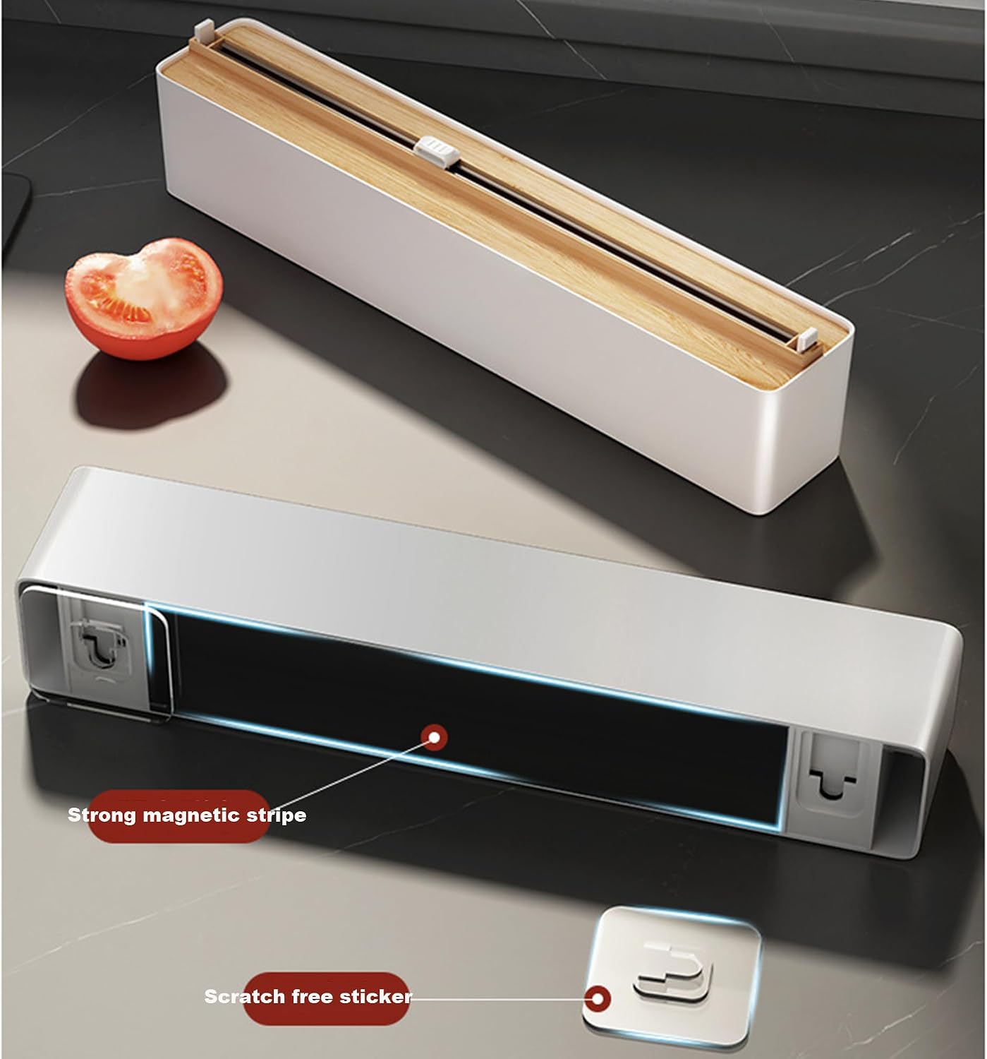 Refillable Plastic Wrap Dispenser With Two Way Sliding Cutter