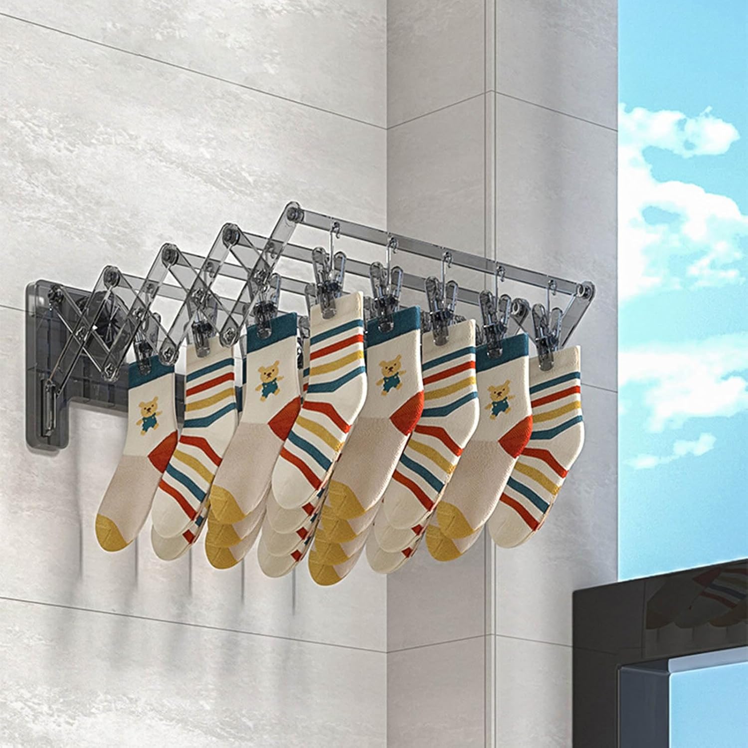 Homero Foldable Sock Drying Rack with Suction Cup Space Saving Design