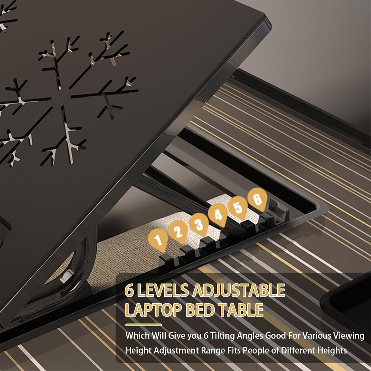 Multipurpose Wooden Laptop Desk with Tilting Panel and Foldable Legs